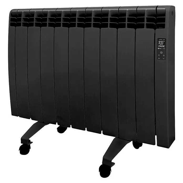 Rointe Set de ruedas para emisores - Negro, Acero - Radiador negro móvil con pantalla digital y ruedas para facilitar el movimiento. Ideal para una distribución flexible del calor.