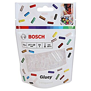 Bosch Gluey Barras termoadhesivas Transparentes (70 ud., Diámetro cartucho de cola: 7 mm, Transparente)