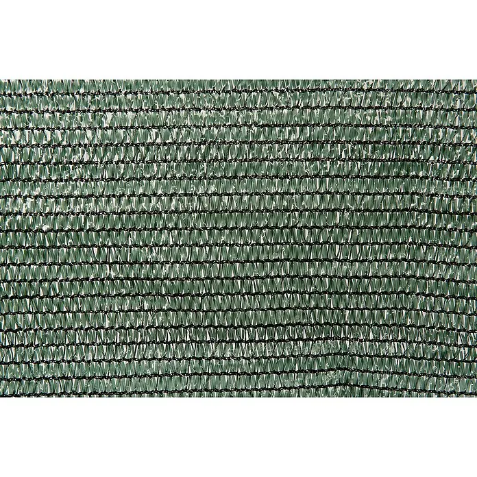 Faura Malla de ocultación 90 Extra - 10 x 2 m, Verde - Primer plano de una malla de sombra verde, diseñada para la protección solar en jardinería o espacios al aire libre, privacidad.