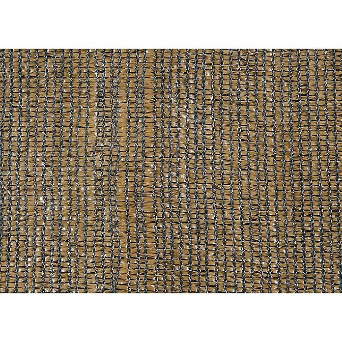Faura Malla de ocultación 160 - 5 x 1 m, Marrón - Primer plano de una malla de sombra marrón y negra, útil para proyectos de jardín o paisajismo, ofreciendo privacidad y sombra.