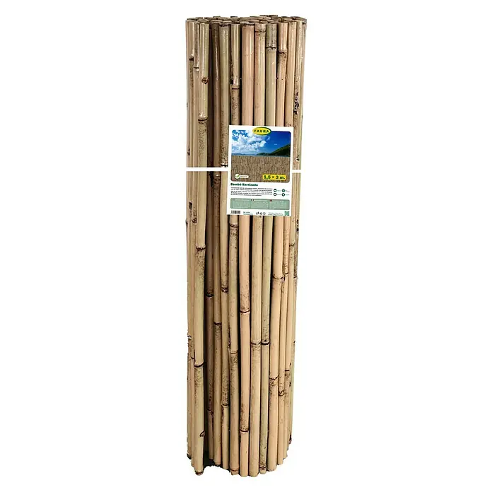Faura Ocultación de bambú barnizado - L x Al: 3 x 1,5 m, Marrón - Un elemento de valla de bambú barnizado enrollado de FAURA, ideal como pantalla de privacidad o elemento decorativo para el jardín.