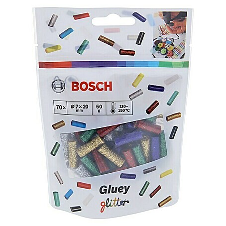 Bosch Gluey Klebepatronen Glitzer (70 Stk., Durchmesser Klebepatrone: 7 mm, Glitzernd)