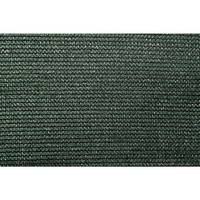 Faura Malla de ocultación 160 - 5 x 1 m, Verde - Primer plano de una malla de sombra verde. El tejido ofrece protección y privacidad en jardines o patios.