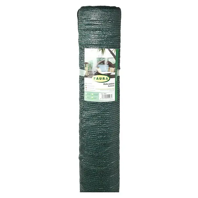 Faura Malla de ocultación 90 Extra - 10 x 2 m, Verde - Rollo de malla de sombreo verde Faura para dar sombra y privacidad en el jardín.