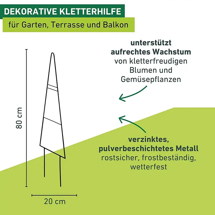 Windhager Rankhilfe Tree - B x H: 20 x 80 cm, Metall - Abbildung einer dekorativen Kletterhilfe für Garten, Terrasse und Balkon mit den Maßen 80 x 20 cm.