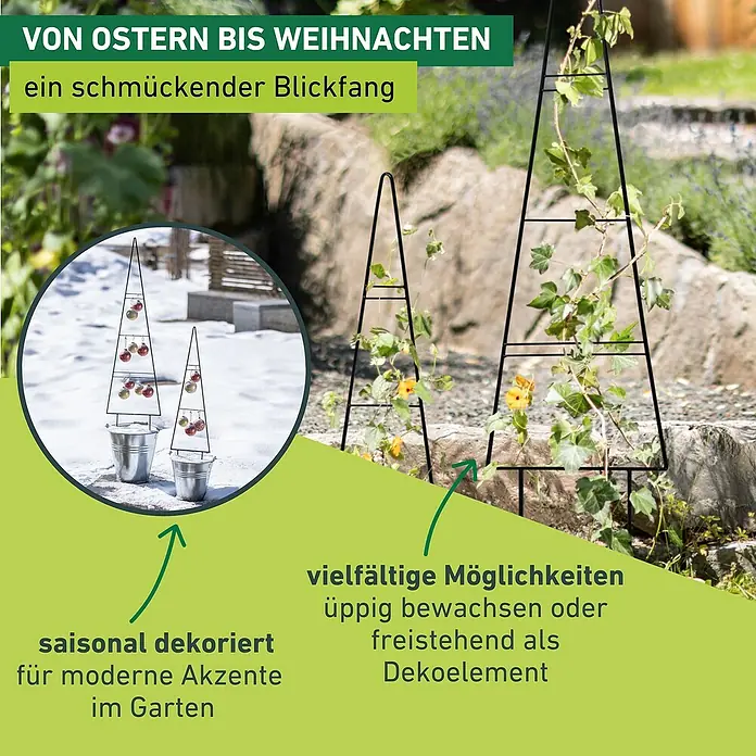 Windhager Rankhilfe Tree - B x H: 20 x 80 cm, Metall - Produktfoto von dekorativen Gartenobjekten in Form von Rankhilfen, die saisonal geschmückt oder mit Pflanzen bewachsen sind.
