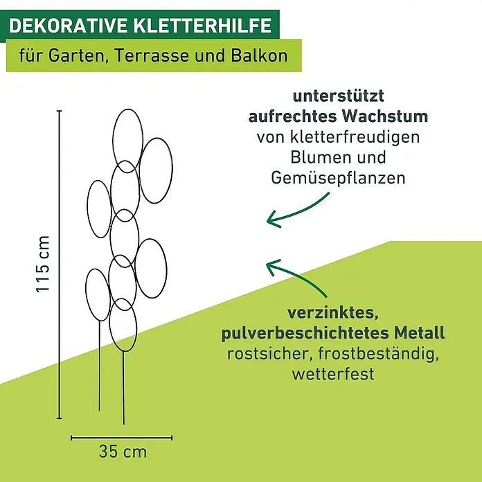 Windhager Rankhilfe Circle - B x H: 35 x 115 cm, Metall, Anthrazit - Dekorative Kletterhilfe für Garten, Terrasse und Balkon aus verzinktem und pulverbeschichtetem Metall, 115 x 35 cm.