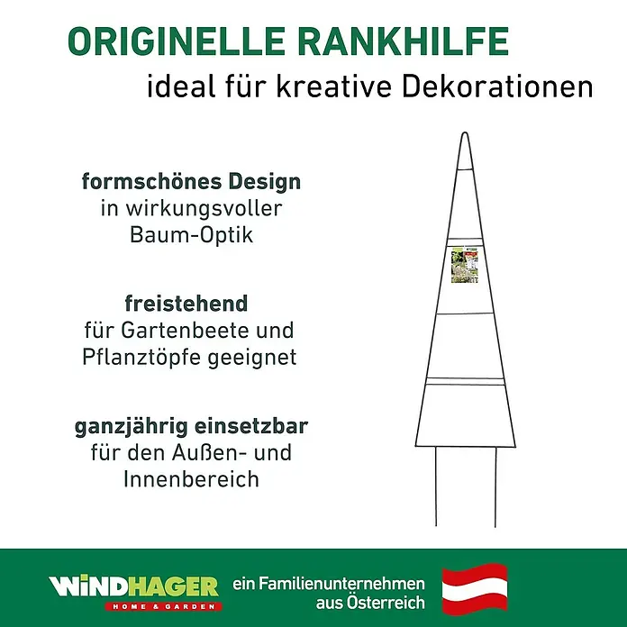 Windhager Rankhilfe Tree - B x H: 30 x 115 cm, Metall - Bild einer originellen Rankhilfe in Baum-Optik, ideal für kreative Dekorationen im Garten oder Innenbereich.