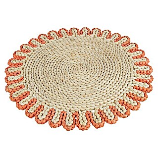 Tisch-Set (Natur/Orange, Durchmesser: 38 cm)