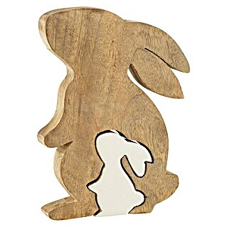 Dekofigur Hase Silhouette (L x B x H: 15 x 2,5 x 20 cm, Natur/Weiß, Holz)