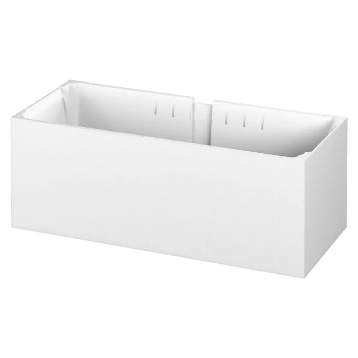 Camargue Badewannenträger Atlanta - 197 x 87 cm, Expandiertes Polystyrol, Weiß - Eine weiße Styroporbox mit zwei Fächern und Schlitzen an den Innenseiten zur variablen Unterteilung des Behälters.