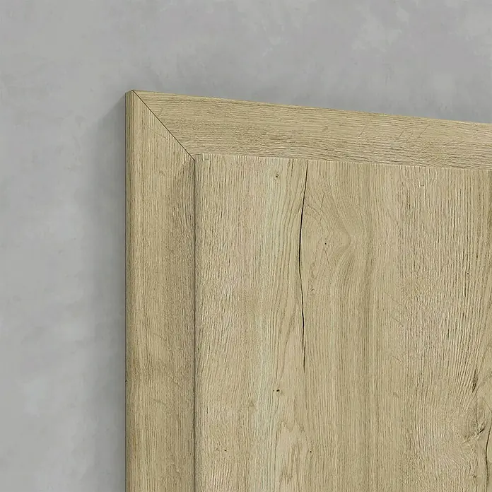 Classen PL Türzarge - 985 x 1.985 mm, Wandstärke: 280 mm, DIN Anschlag: Links, Eiche Claveland - Detailaufnahme einer hellen Holztür mit markanter Maserung und Rahmen. Die natürliche Holzoptik verleiht Wärme und Charakter.