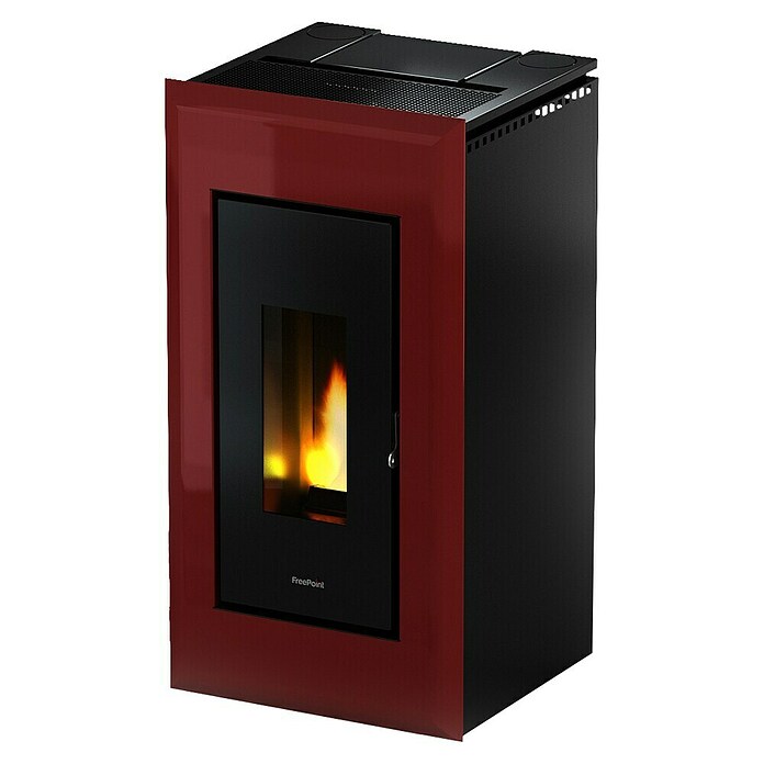 FreePoint Pelletofen Vega GH  (2,8 - 10,5 kW, Raumheizvermögen: 252 m³, Schwarz/Bordeaux)