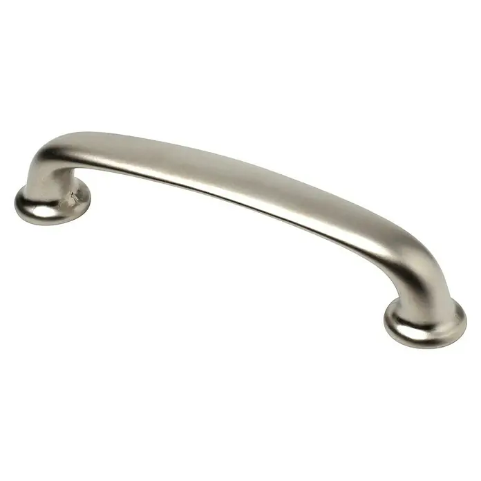Möbelgriff - Typ Möbelgriff: Bügel, Sonstige, Vernickelt, Gold - Nahaufnahme eines gebürsteten Nickel-Schrankgriffs mit einem modernen und eleganten Design, ideal für Küchen- und Badmöbel.