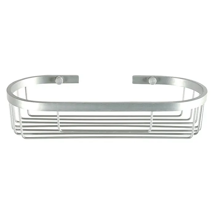 Tatay Cesta de baño oval Ice -  - Cesta de ducha de metal plateado con forma ovalada y barras horizontales para guardar los elementos esenciales de la ducha.