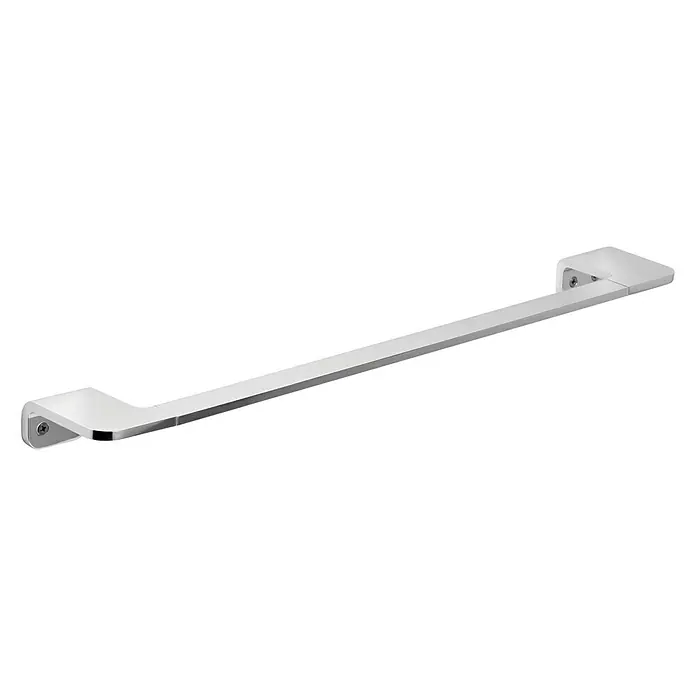 Tatay Flat Toallero de barra - 45 cm, Cromo - Imagen de un toallero de cromo brillante, montado en una pared blanca, con un diseño minimalista y moderno.