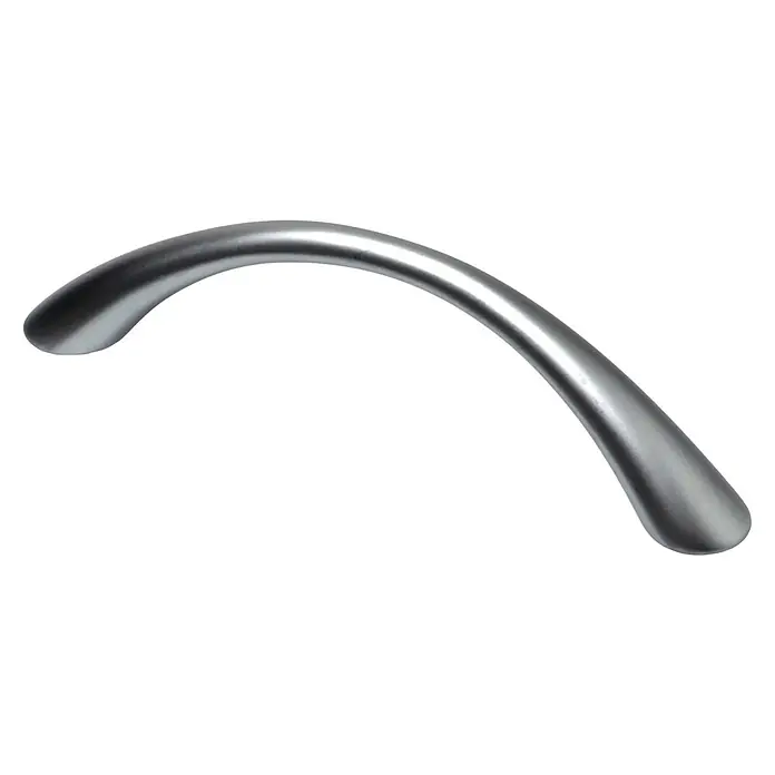 Möbelgriff - Typ Möbelgriff: Bügel, Sonstige, Vernickelt, Länge: 113 mm - Gebogener, silberfarbener Möbelgriff, ideal für Schubladen oder Schranktüren, mit elegantem Design und glatter Oberfläche.