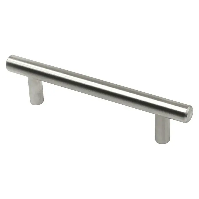 Möbelgriff - Typ Möbelgriff: Stange, Sonstige, Vernickelt, Länge: 132 mm - Edelstahlfarbener Möbelgriff mit zwei Befestigungen. Schlichtes Design für moderne Möbel, ideal für Küchenschränke oder Schubladen.