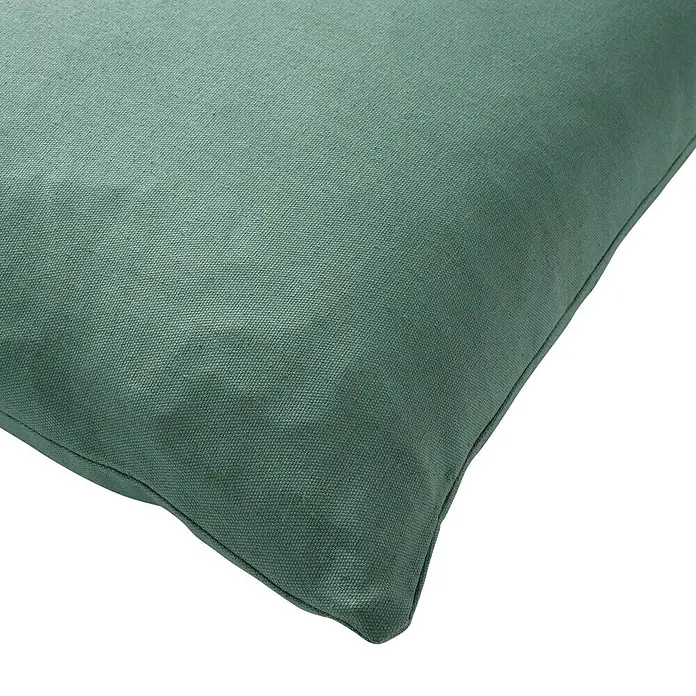 Kissen Leni - Jadeite, 45 x 45 cm, 100 % Leinen - Nahaufnahme eines mintgrünen Kissens mit markanter Textur, ideal für moderne Wohnräume.