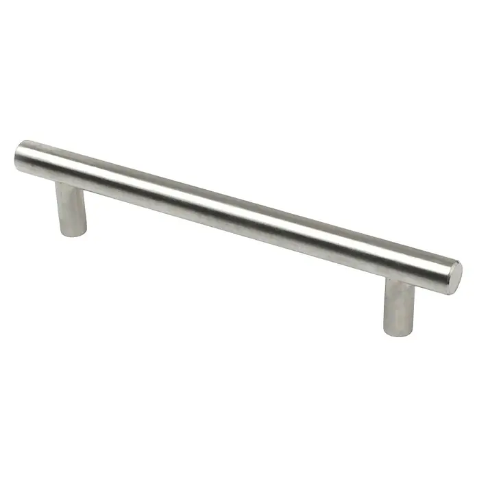 Möbelgriff - Typ Möbelgriff: Stange, Sonstige, Vernickelt, Länge: 163 mm - Nahaufnahme eines modernen, silbernen Schrankgriffs mit schlankem Design und minimalistischer Ästhetik, ideal für moderne Möbel.