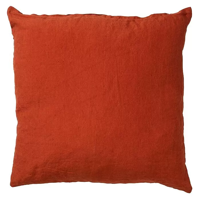 Kissen Leni - Potters Clay, 45 x 45 cm, 100 % Leinen - Texturiertes quadratisches oranges Leinenkissen.