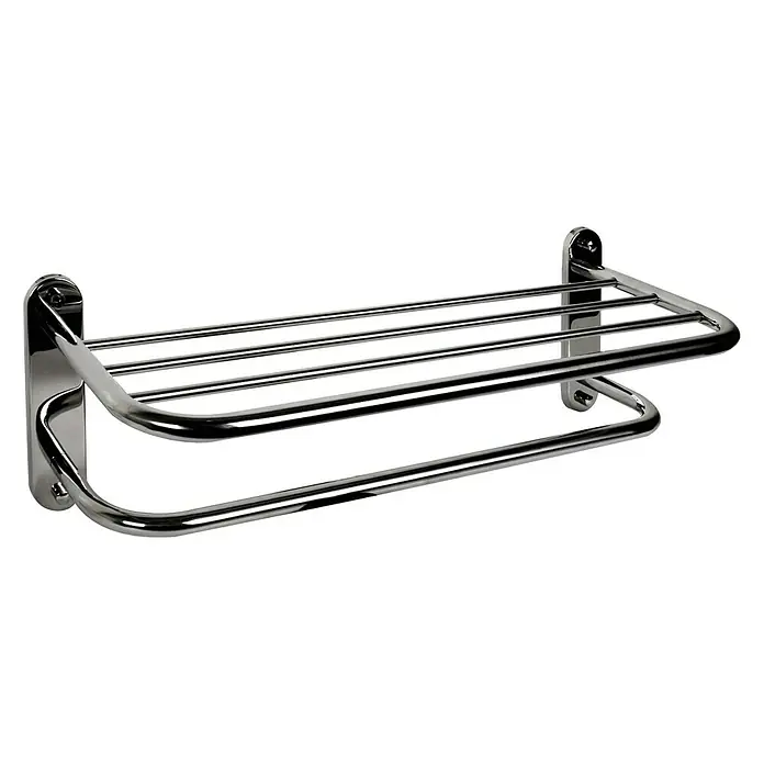 Tatay Portatoallas - Ancho: 65 cm, Cromo - Toallero de baño de pared con estante, acabado cromado pulido. Ideal para toallas y accesorios de baño.