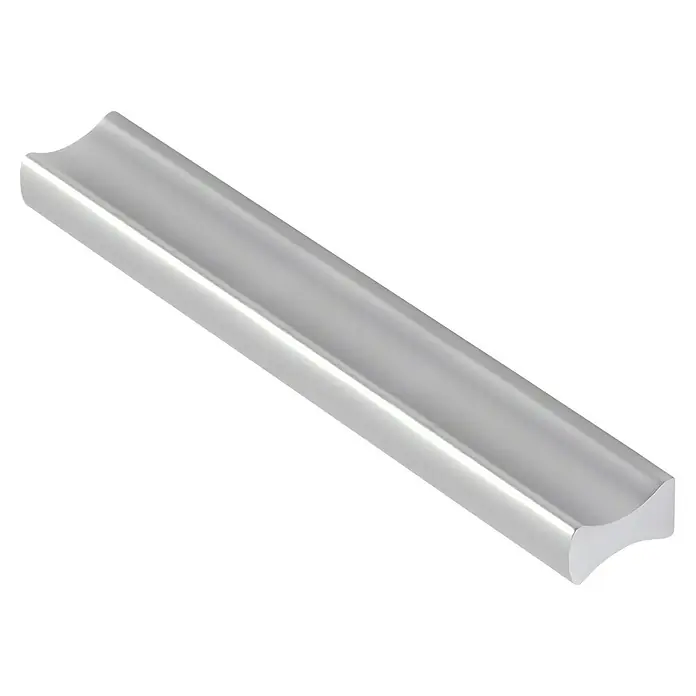 Möbelgriff - Typ Möbelgriff: Stange, Lackiert, 96 mm, Aluminium - Silberne Fliesenschiene mit einer konkaven Oberfläche, ideal zum Abdecken von Fliesenkanten und für ein sauberes Erscheinungsbild.