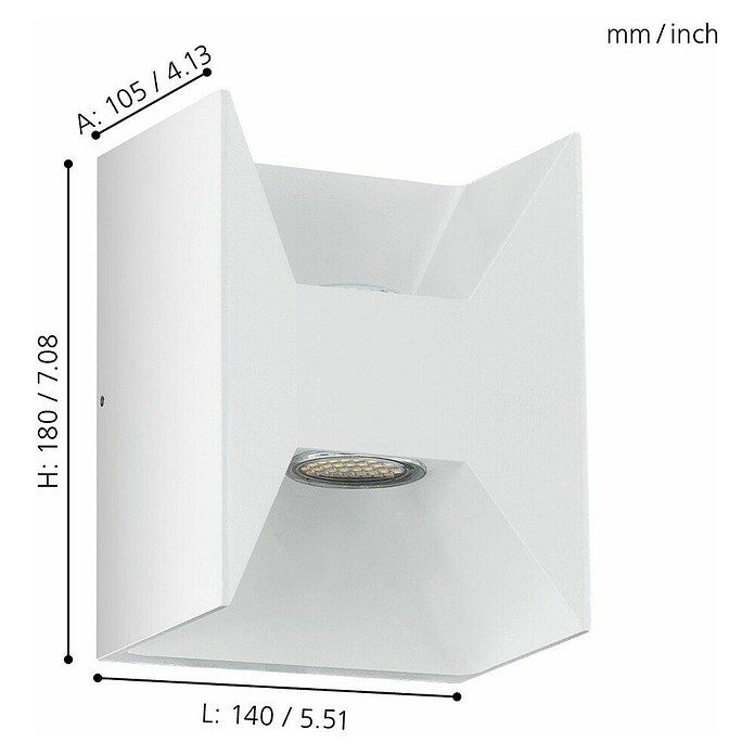 Eglo Aplique exterior LED Morino (2 luces, 2 x 2,5 W, Blanco cálido)
