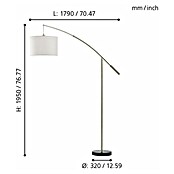 Eglo Lámpara de pie Nadina (60 W, Níquel mate, Altura: 195 cm)