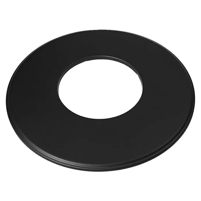 Ofenrohrrosette - Durchmesser: 130 mm, Senotherm lackiert, Schwarz - Schwarzer runder Zierring mit zentraler Öffnung.