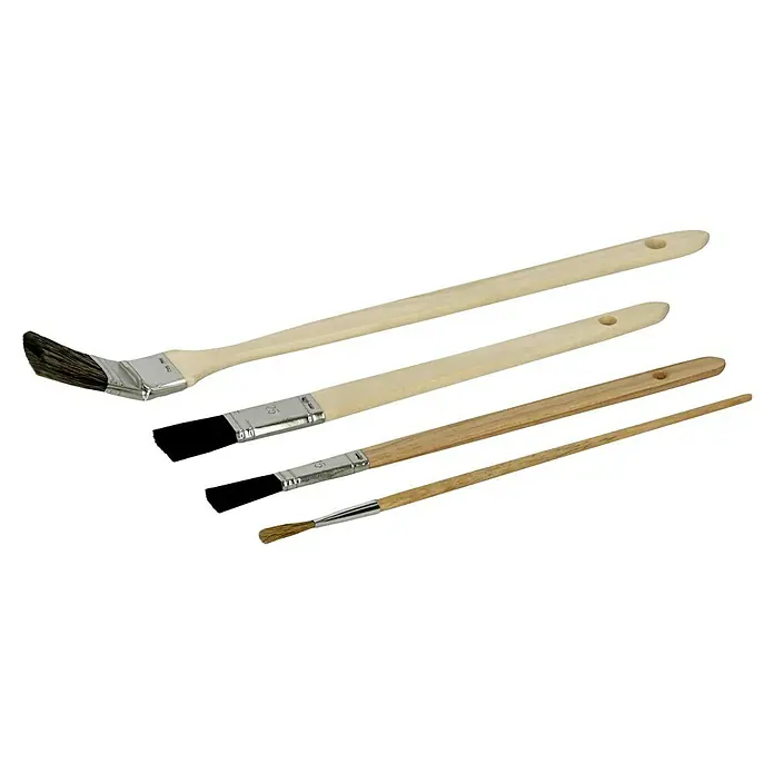 Pinsel-Set - 10 -tlg. - Set mit vier verschiedenen Malerpinseln mit Holzgriffen und Metallzwingen. Perfekt für feine Linien und detaillierte Arbeiten.