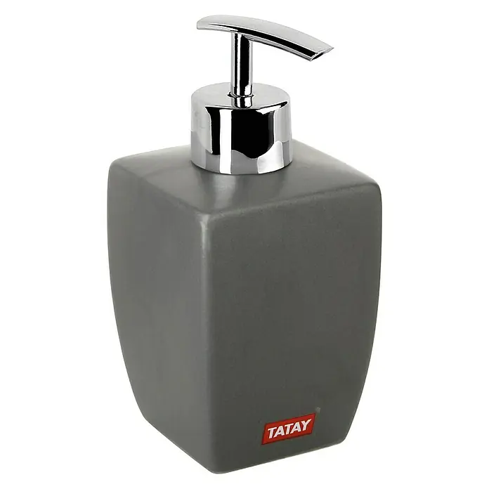 Tatay Thai Dispensador de jabón - Cerámica, Antracita - Dispensador de jabón líquido gris de TATAY con cabezal de bomba cromado, perfecto para baños y cocinas. El diseño simple complementa cualquier decoración.