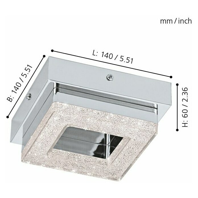 Eglo Plafón LED para pared y techo Fradello (4 W, Cromado claro, L x An x Al: 14 x 14 x 6 cm)