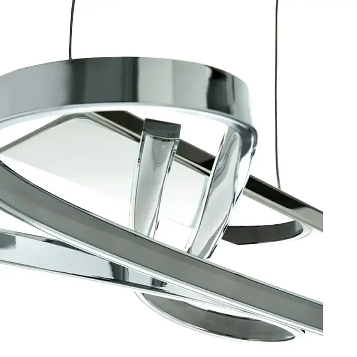 Eglo Lámpara colgante LED Symphonie - 132 W, L x An x Al: 69 x 26 x 120 cm, Cromo, Blanco neutro - Lámpara colgante cromada moderna con elegantes formas curvas, creando un ambiente elegante. La lámpara es un verdadero punto de atracción.