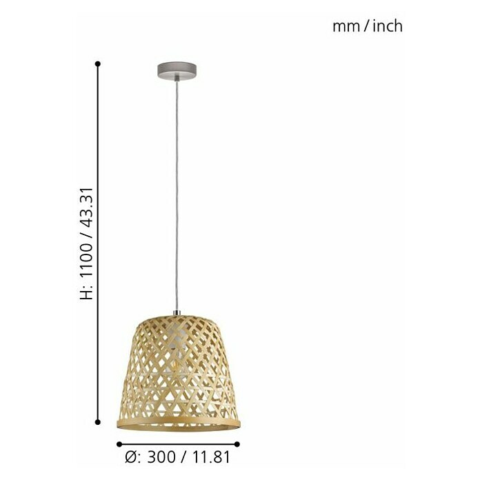 Eglo Lámpara colgante Kirkcolm (40 W, Natural, Altura: 110 cm)