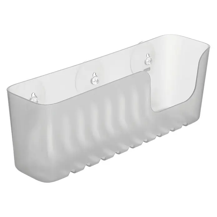 Tatay Standard Cesta de baño - L x An x Al: 8,5 x 30 x 11 cm, Transparente - Un soporte de pared rectangular transparente con ventosas para guardar de forma práctica artículos de baño o cocina.