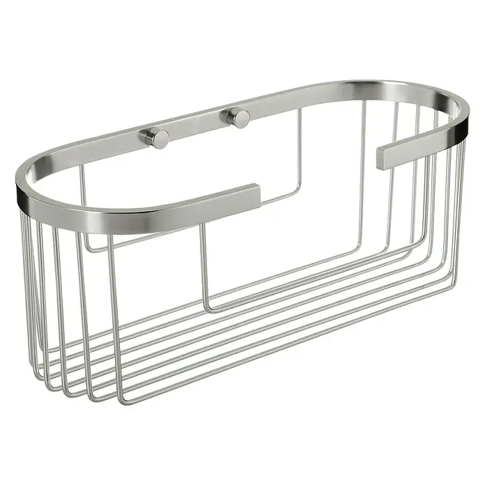 Tatay Aluminium Cesta de baño oval - 12 x 30 x 11,5 cm, Cromo - Esta elegante cesta de ducha en níquel cepillado ofrece una solución de almacenamiento cómoda y elegante para su baño.