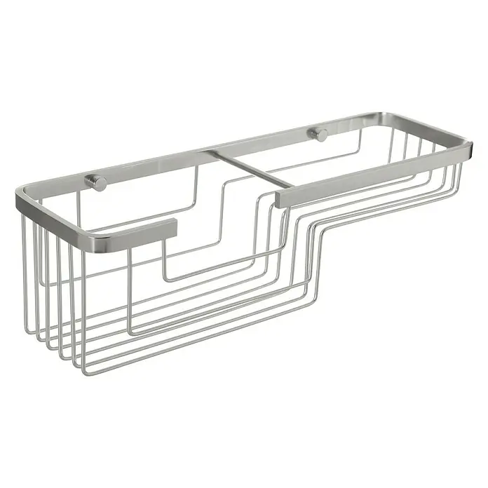 Tatay Aluminium Cesta de baño rectangular - 12 x 37 x 11,5 cm, Cromo - Artículo en la foto: Cesta de ducha cromada con dos compartimentos y soporte de pared para accesorios de baño.