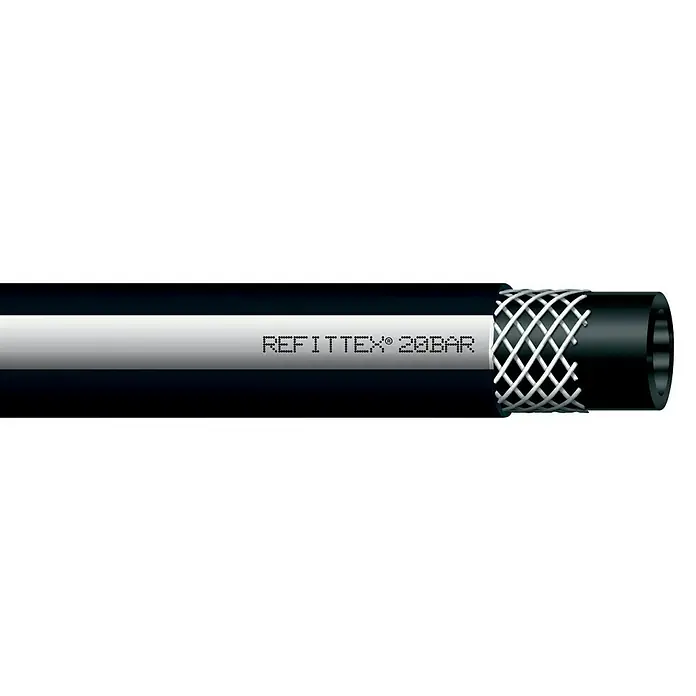 Fitt Manguera de PVC a metros Refittex - Diámetro: 13 mm - Imagen de una manguera REFITTEX® 20bar, conocida por su robustez y alta resistencia a la presión, ideal para aplicaciones exigentes.
