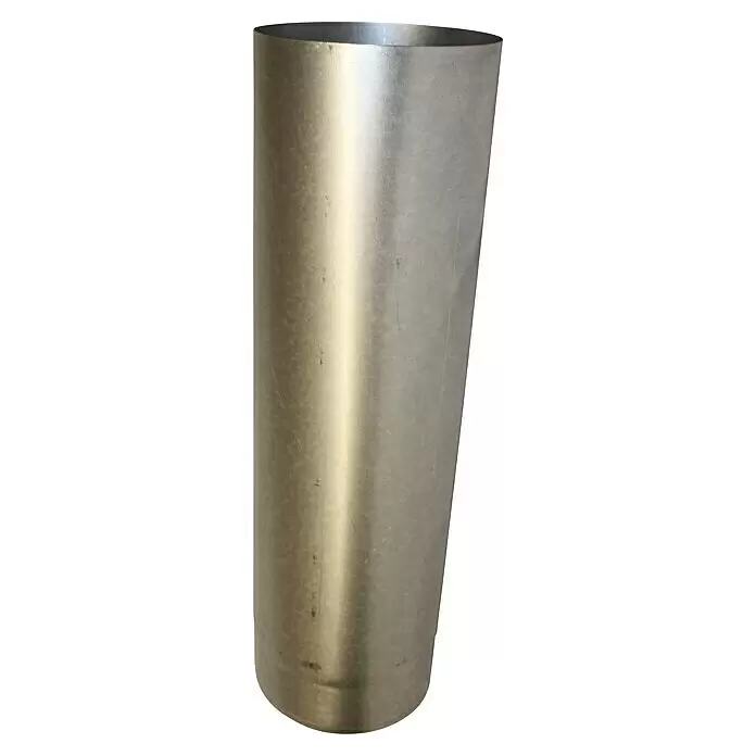 Ofenrohr - Ø x L: 90 x 500 mm, Feueraluminiert, Silber - Gebürsteter metallischer, konischer Zylinderbehälter in Silber-Grau.