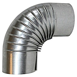 Ofenrohrbogen (Durchmesser: 90 mm, 90 °, Silber, Ohne Reinigungsöffnung)