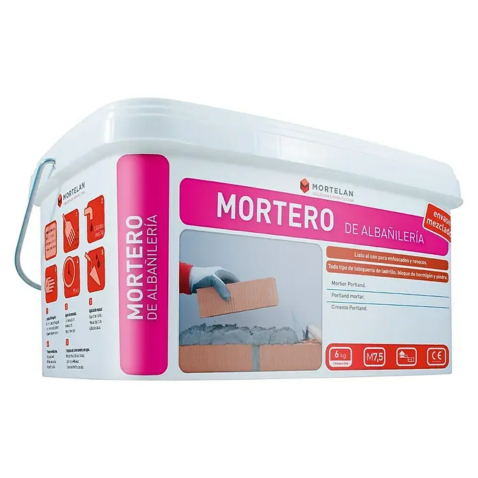 Gecol Mortero de cemento de albañilería Mortelan - 6 kg, Gris - Un cubo de mortero de albañilería Mortelan, listo para usar para la construcción y el enlucido de ladrillos, bloques de hormigón y piedra.