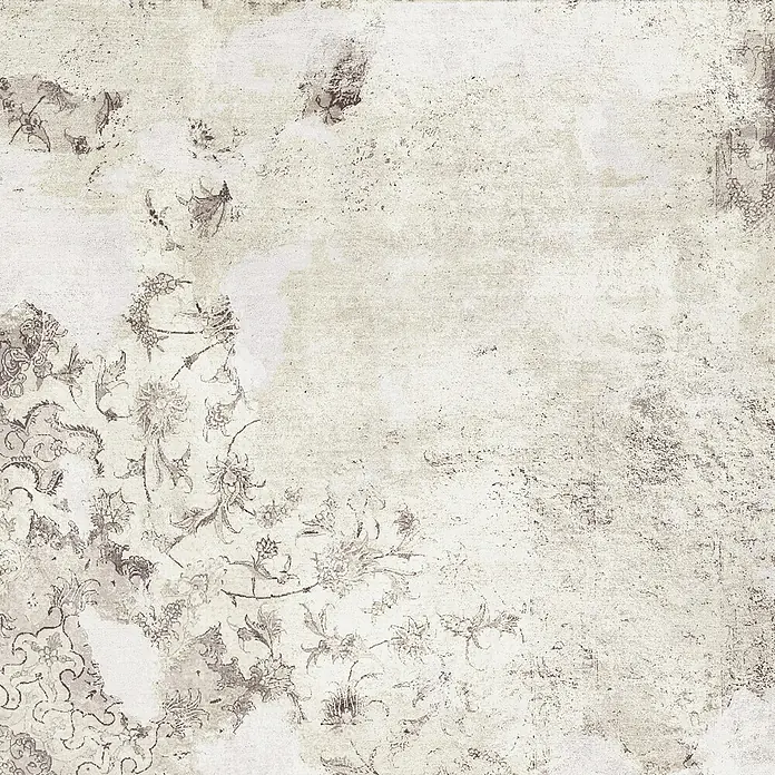 Feinsteinzeugfliese Bagdad - 59,2 x 59,2 cm, Beige, Matt - Beige abstrakte Textur mit floralen Elementen und subtilen Details, ideal für Hintergründe und Designprojekte.