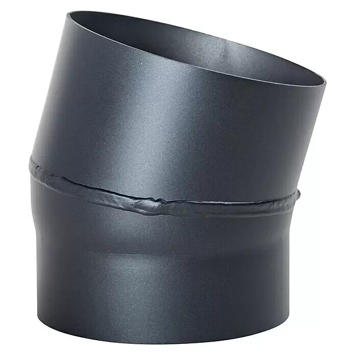 Ofenrohrbogen - Durchmesser: 130 mm, 15 °, Schwarz - Dunkelgraues, mattes Metallrohrbogen mit Schweißnaht.