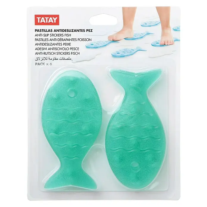 Tatay Antideslizante para bañera Pez - 7 x 15 cm, Turquesa - Paquete de pegatinas antideslizantes de pez de Tatay, perfectas para baños. Asegura mayor seguridad y reduce resbalones en zonas húmedas.