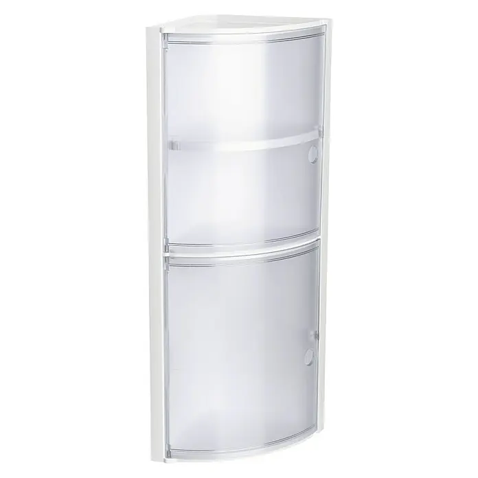 Tatay Armario multiusos de plástico  de baño rinconero - 20 x 20 x 62,5 cm, Blanco/Transparente - Este armario de esquina es perfecto para baños. Cuenta con puertas transparentes y ofrece un práctico almacenamiento para los artículos.