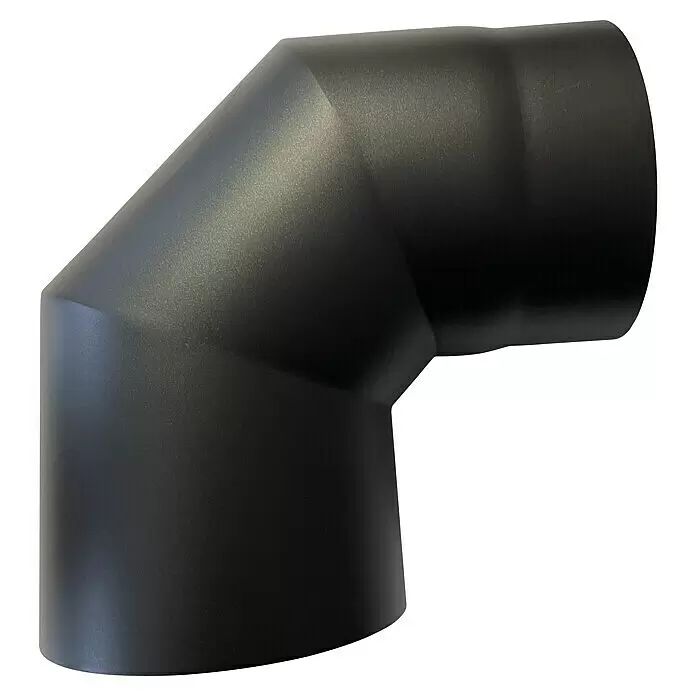 Ofenrohrbogen mit Tür - Durchmesser: 150 mm, 90 °, Schwarz - Schwarzer, texturierter 90-Grad Ofenrohrbogen.