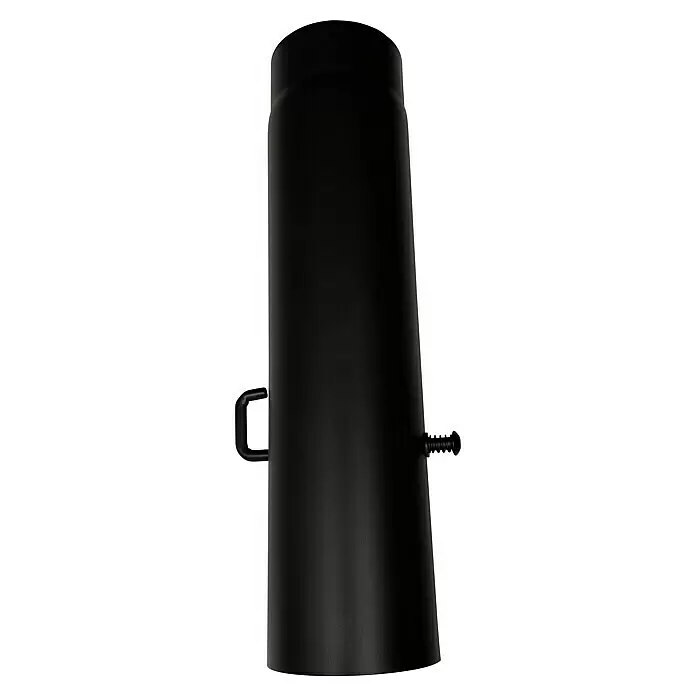 Ofenrohr - Ø x L: 120 x 500 mm, Senotherm lackiert, Schwarz - Schwarzes zylindrisches Ofenrohrstück mit seitlichem Griff und Stellschraube.
