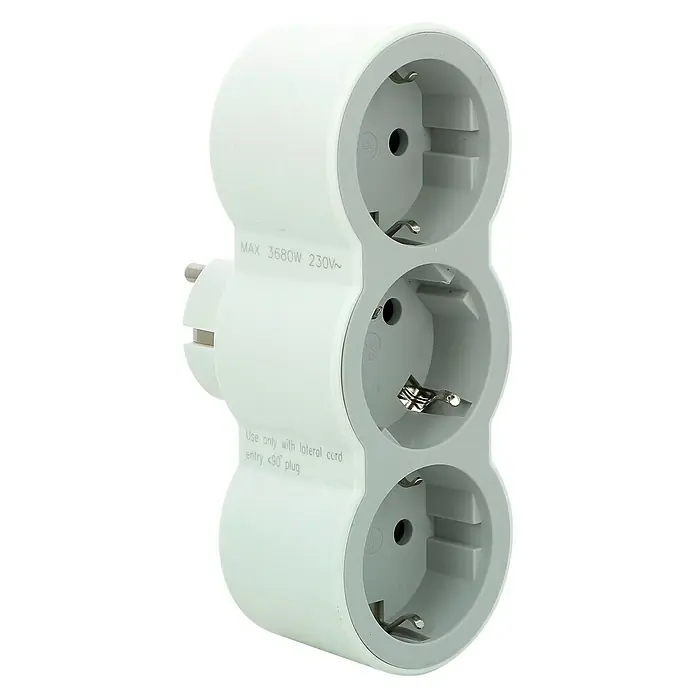 Legrand Base de enchufe múltiple frontal - x 3, Blanco - Un adaptador de enchufe Schuko blanco con tres tomas. Perfecto para conectar varios dispositivos simultáneamente.