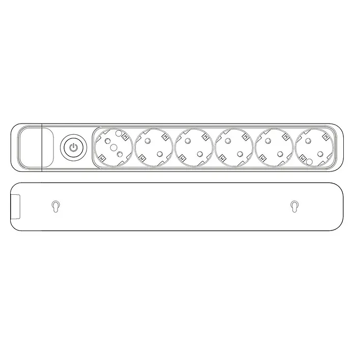 Famatel Base de enchufe múltiple con Interruptor - x 6, 6 ud., Blanco, IP20, Con interruptor - Regleta de enchufes con seis tomas, interruptor de encendido/apagado y orificios para montaje en pared. Ideal para hogar u oficina.